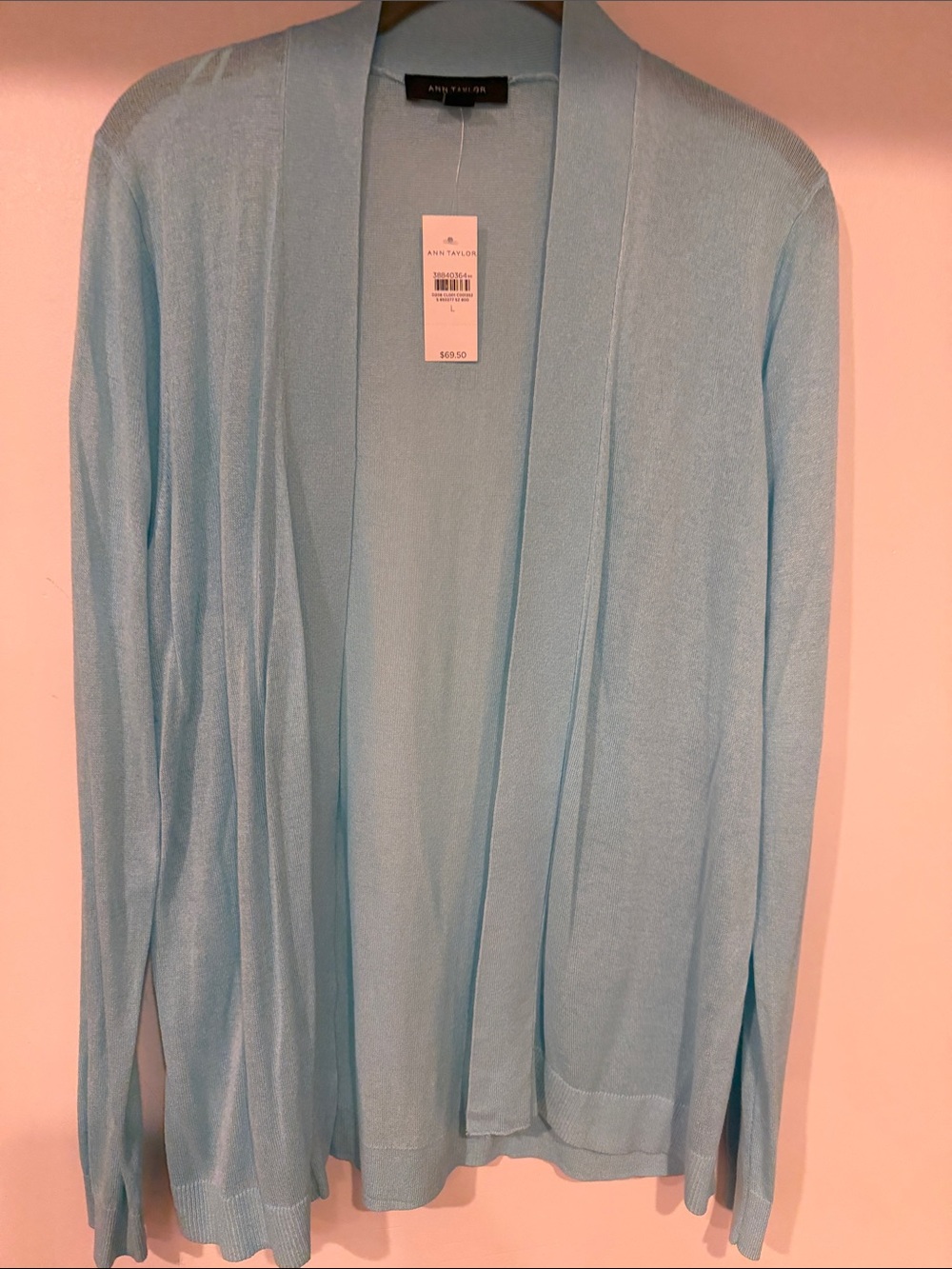 Ann Taylor Soft Sky Blue Open Front Cardigan